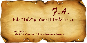 Fülöp Apollinária névjegykártya